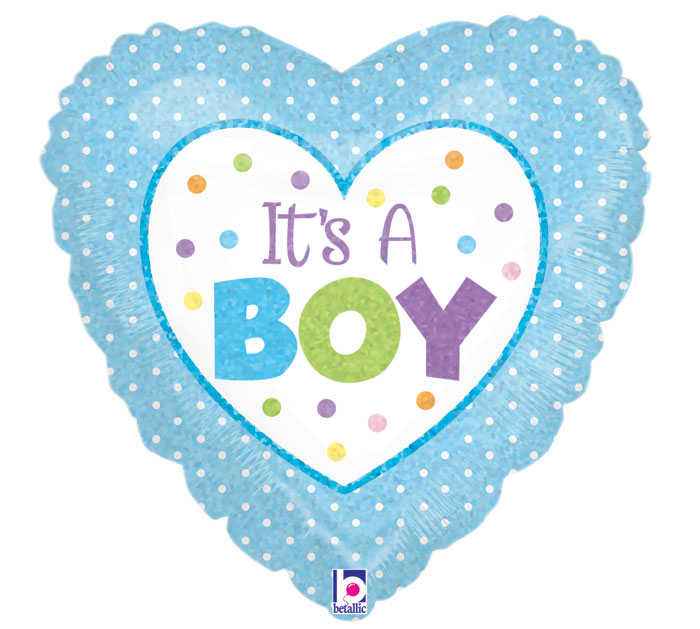 It's a Boy Polka Dots Heart Shape Mylar Balloon Singapore
